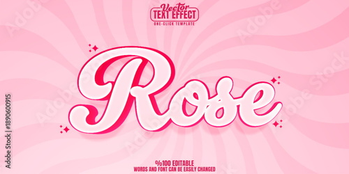 Rose editable text effect, customizable pink and love 3d font style