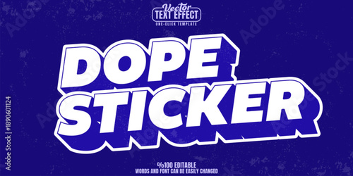 Vintage editable text effect, customizable sticker and 70s 3d font style