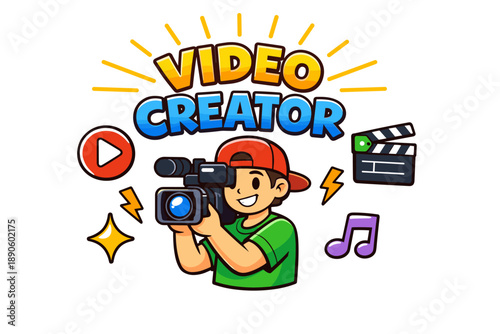 Cartoon video creator with camera and clapperboard