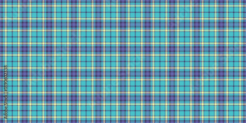 Holiday plaid seamless background, towel texture fabric pattern. Silky check tartan vector textile in indigo and cyan colors.