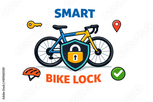 Smart bike lock for secure bicycle safety with gps and helmet
