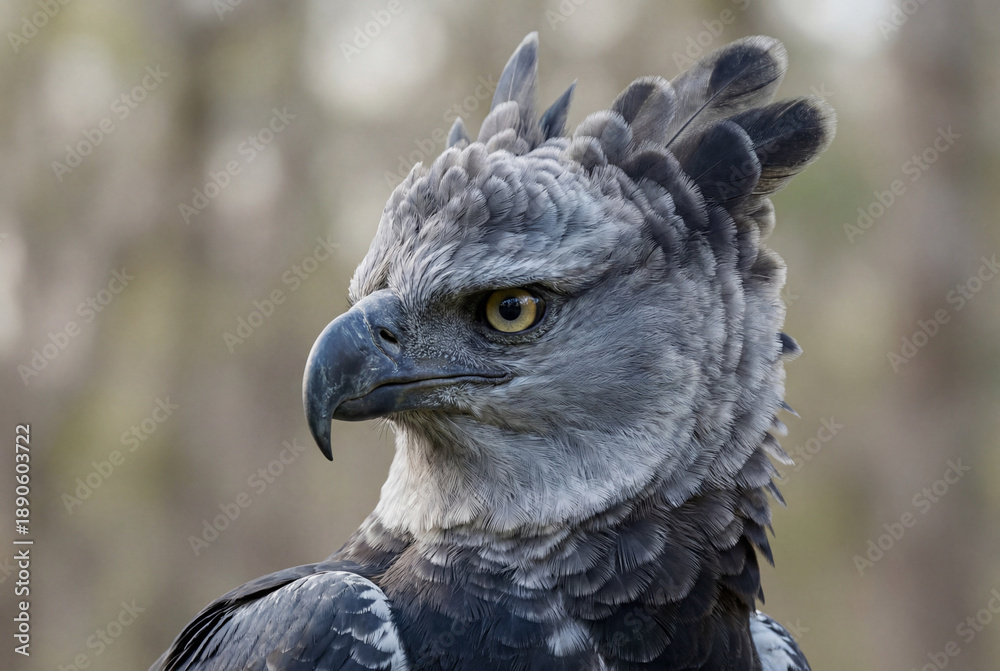 Fototapeta premium Close-up of a majestic harpy eagle in nature