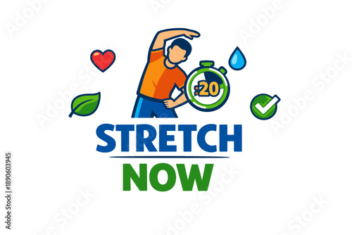 Young hispanic male stretching with fitness icons for exercise routine