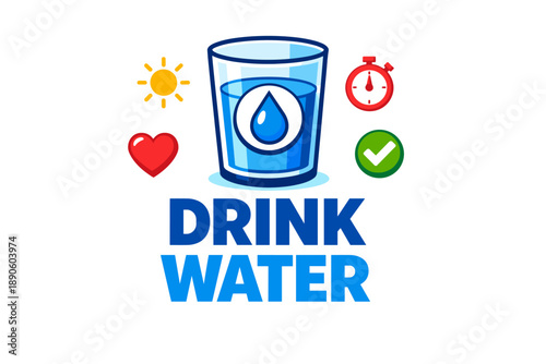 Stay hydrated: drink water reminder with health icons