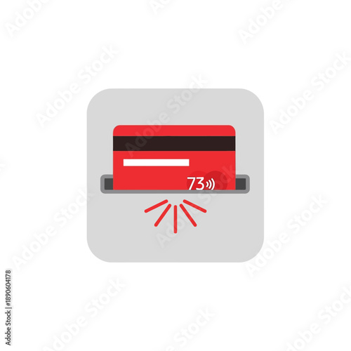 Credit Card Insertion or Swipe Icon. Secure Contactless Payment and Transaction Symbol for Digital Wallet Apps, ATM, or POS Terminal.