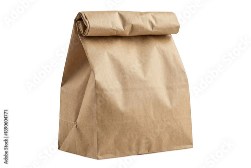 Photos Traditional Kraft Paper Lunch Bag Rolled Shut