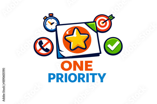 One priority concept: time management and goal achievement icons