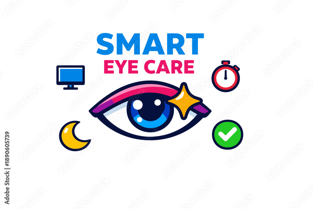Obraz premium Smart eye care concept with technology and health symbols