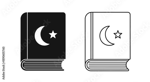 Islamic book quran holy symbols black white