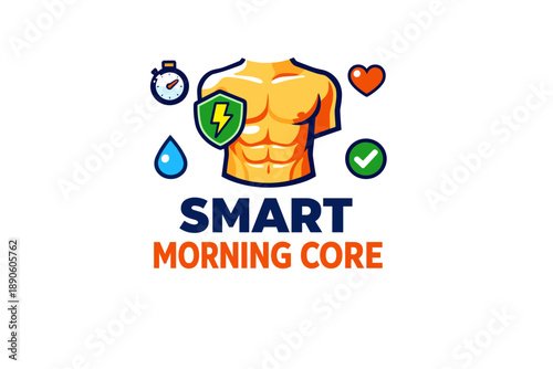 Fitness motivation: strong core and healthy lifestyle icons