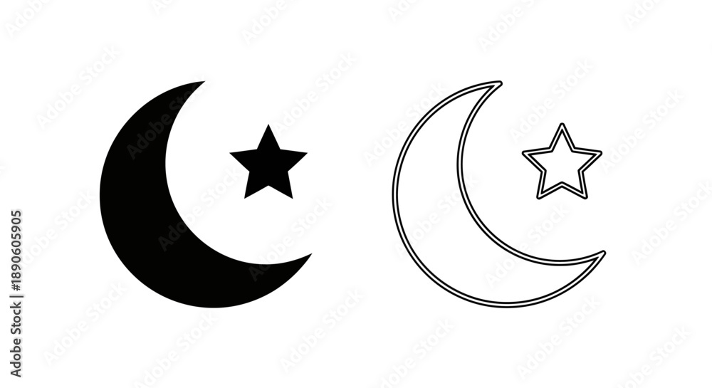 Obraz premium Moon star symbol vector illustration