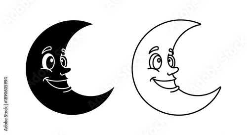 Moon illustration happy face cartoon smile