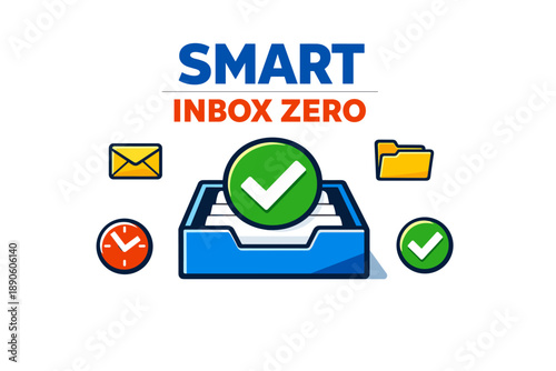 Smart inbox zero concept with icons for efficient email management