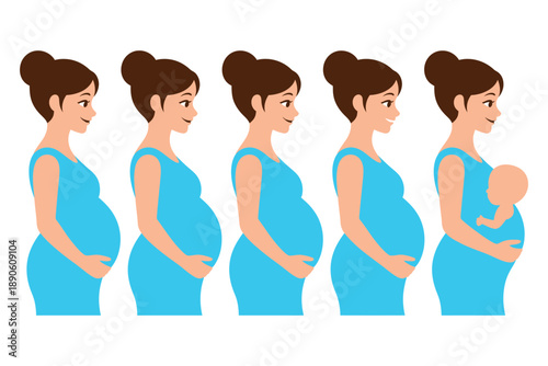 A pregnant woman's body changes throughout her pregnancy journey