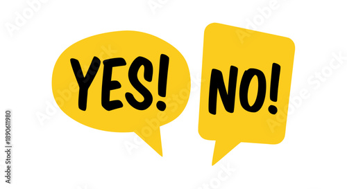 Yes and No speech bubbles vector illustration, simple graphic elements for choices