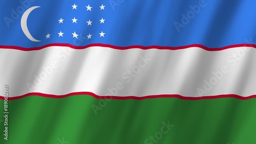 Uzbekistan Flag Waving on Wind, Realistic 4K Background Animation
