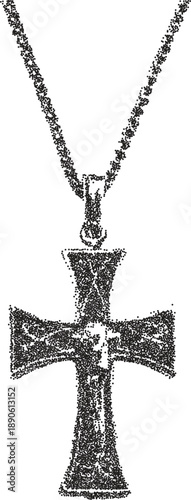 Cross y2k retro stipple art christian brutalist halftone vector png transparent, faith 2000s photocopy effect tattoo aesthetic