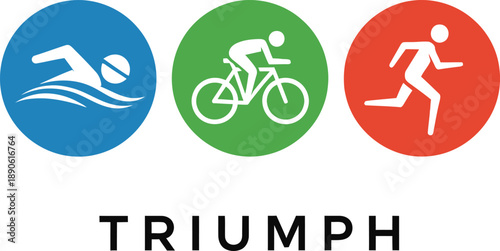 Triathlon logo with swimming, cycling, and running icons.
