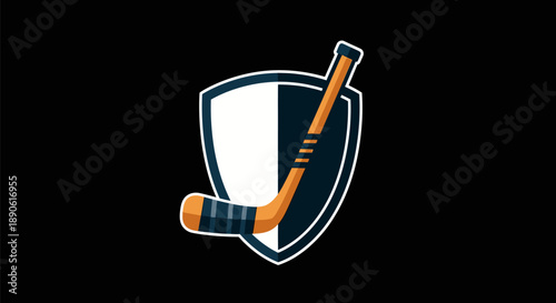 Field Hockey Stick and Shield Logo Design.