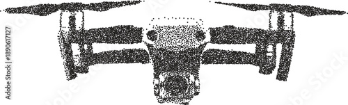 Drone vintage y2k stipple art, flight halftone stipple brutalist retro vector png with transparent background, quadcopter 2000s aesthetic photocopy effect tattoo