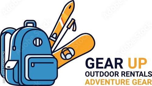 Outdoor Adventure Gear Rental Service Logo Design.