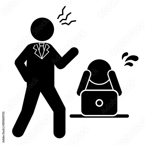 上司が部下を叱責するシーンのピクトグラム