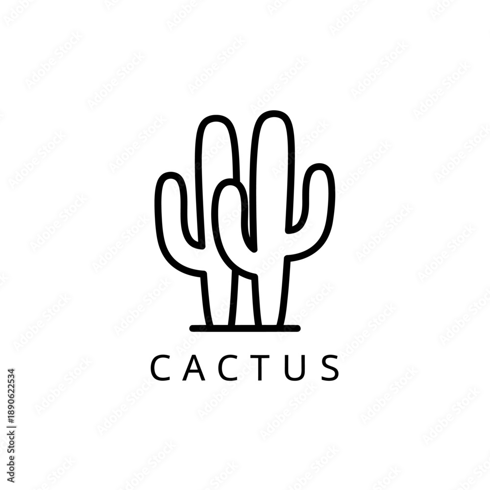 Obraz premium simple cactus logo icon
