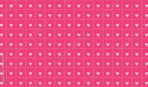 Seamless pink heart grid pattern background