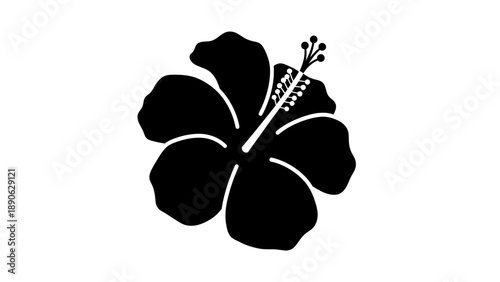 Black Hibiscus Flower Vector Illustration Graphic Design Element Isolated on White Background for Tropical Floral Themes and Summer Designs