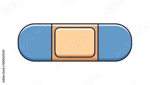 Blue and Tan Capsule Pill Mockup Vector Illustration for Medical or Pharmaceutical Advertising and Branding