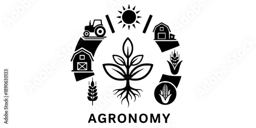 Agriculture logo design. Set of icon. Agronomy logo with plant
