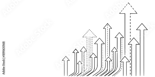 Vector up arrows. Set of rising arrows

