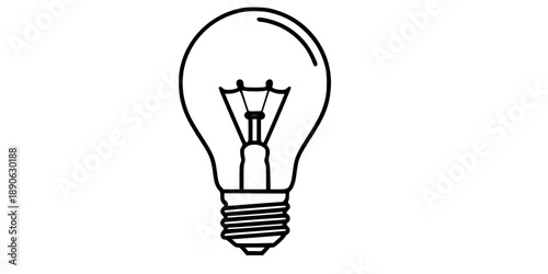 Light bulb in one line art style. Light bulb drawing with editable black stroke on white background.