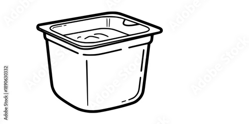 Square yogurt or dessert cup in one line art style.
