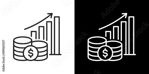 Economy Icon Set. Clean Line Design With Light And Dark Versions For Versatile Use.
