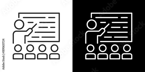 Education Icon Set. Clean Line Design With Light And Dark Versions For Versatile Use.	