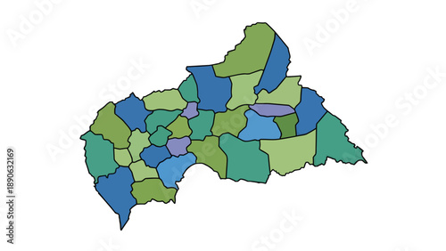 Central African Republic Map Vector Illustration Graphic Style Colorful Regions Political Division Abstract Design Template for Information