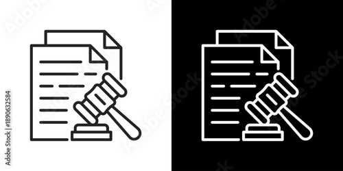 Law Icon Set. Clean Line Design With Light And Dark Versions For Versatile Use.	