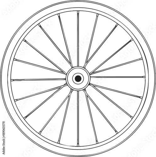 Detailed Illustration of a Wagon Wheel.
