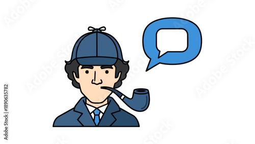 Detective Smoking Pipe with Speech Bubble Vector Illustration for Communication and Investigation Concepts