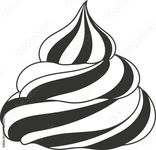 Black and White Swirled Whipped Cream Topping.