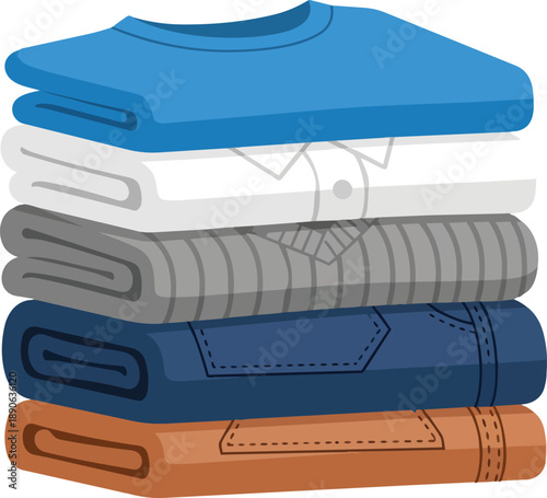 Stack of Folded T Shirts in Colors.
