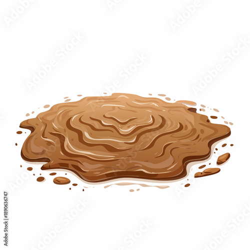 Wet mud, stains texture isolated on white background