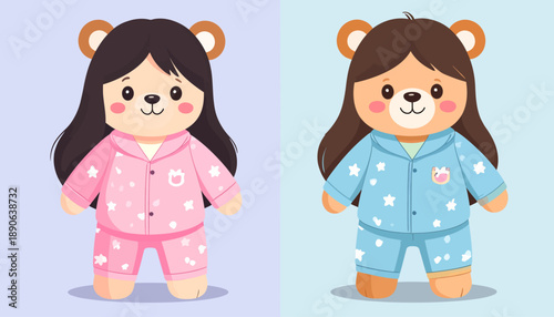 Cartoon Bear Characters in Pajamas