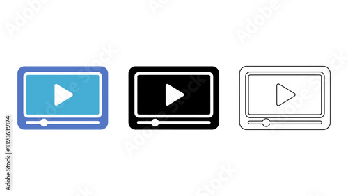 A graphic illustration of video players in different colors representing digital entertainment and media playback