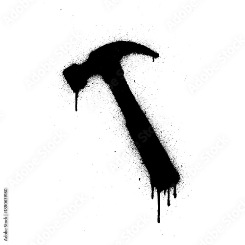 Spray painted hammer silhouette graffiti street art vector