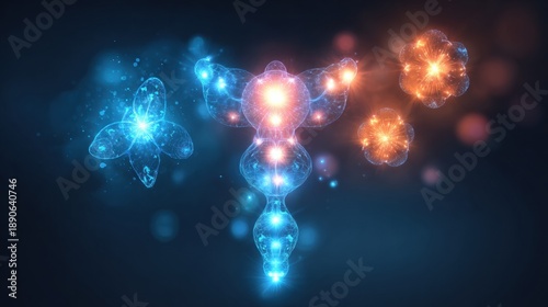 Wallpaper Mural Symbolic Representation of Hormonal Balance With Glowing Endocrine Symbols in an Abstract Style Featuring Vibrant Colors and Shapes Torontodigital.ca