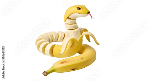 Creative Banana Snake Food Art on White Background