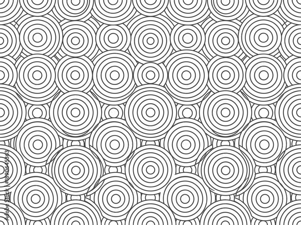 Fototapeta premium Intricate black and white concentric circles pattern creating a mesmerizing optical illusion. EPS Editable