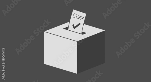 Ballot box with a checkmark on a voting paper.
